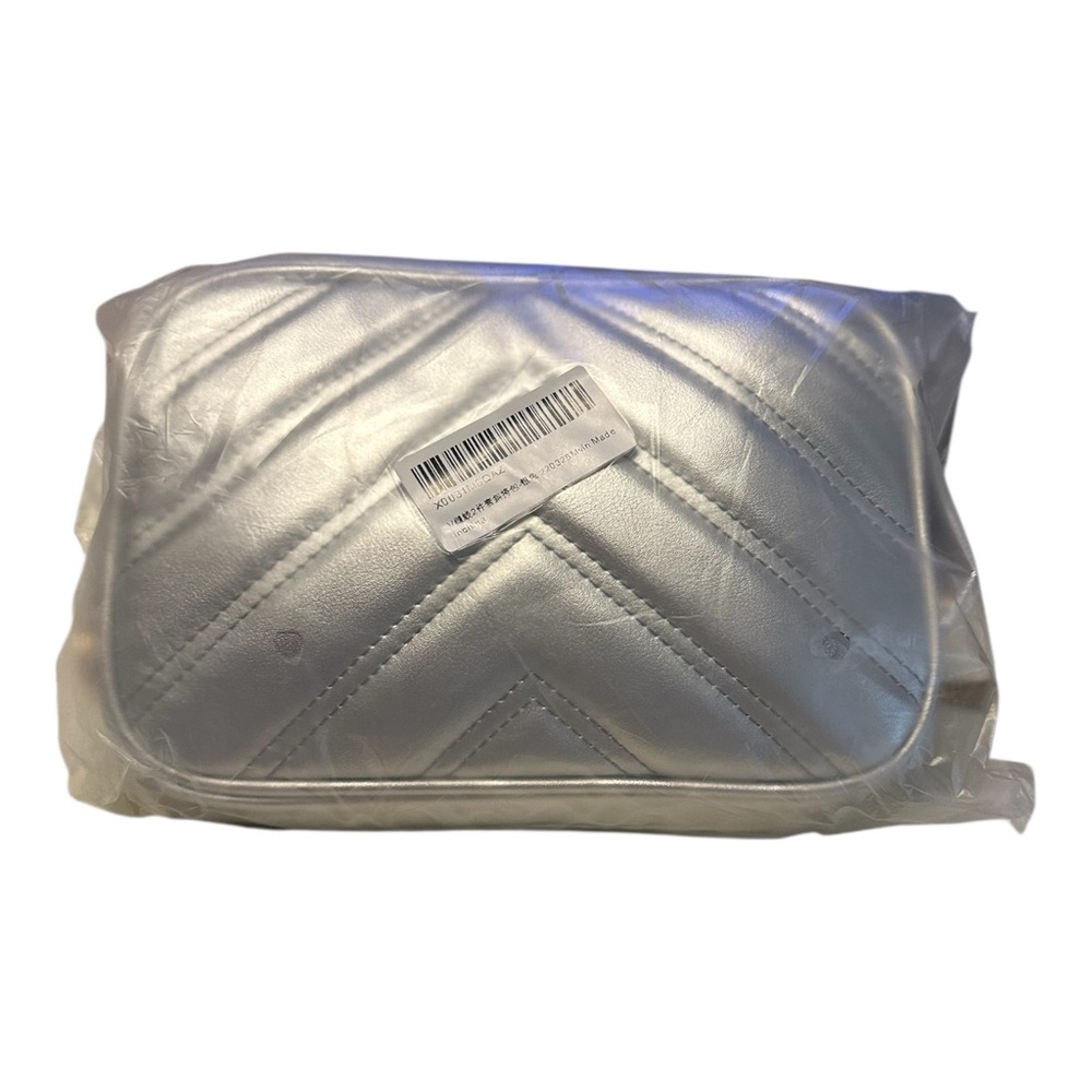 Herald Chevron Quilted Small Crossbody Bag with Coin Purse Pouch Women Silver - Picture 4 of 8